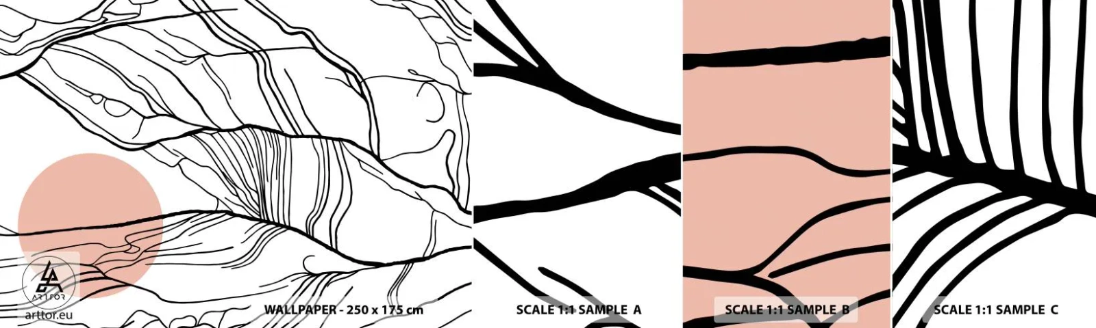 Fototapeten Muster Selbstklebend Deluxe Sticker - In einem Netz aus Zweigen - Abstraktion, Grafik, Design - 100x30 cm