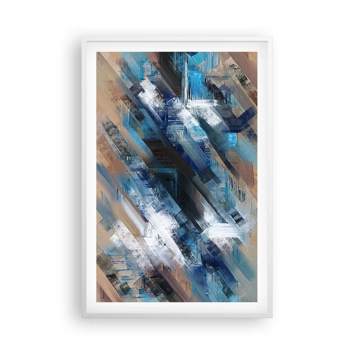 Poster in einem weißen Rahmen - Auf einer blauen Diagonale - 61x91 cm