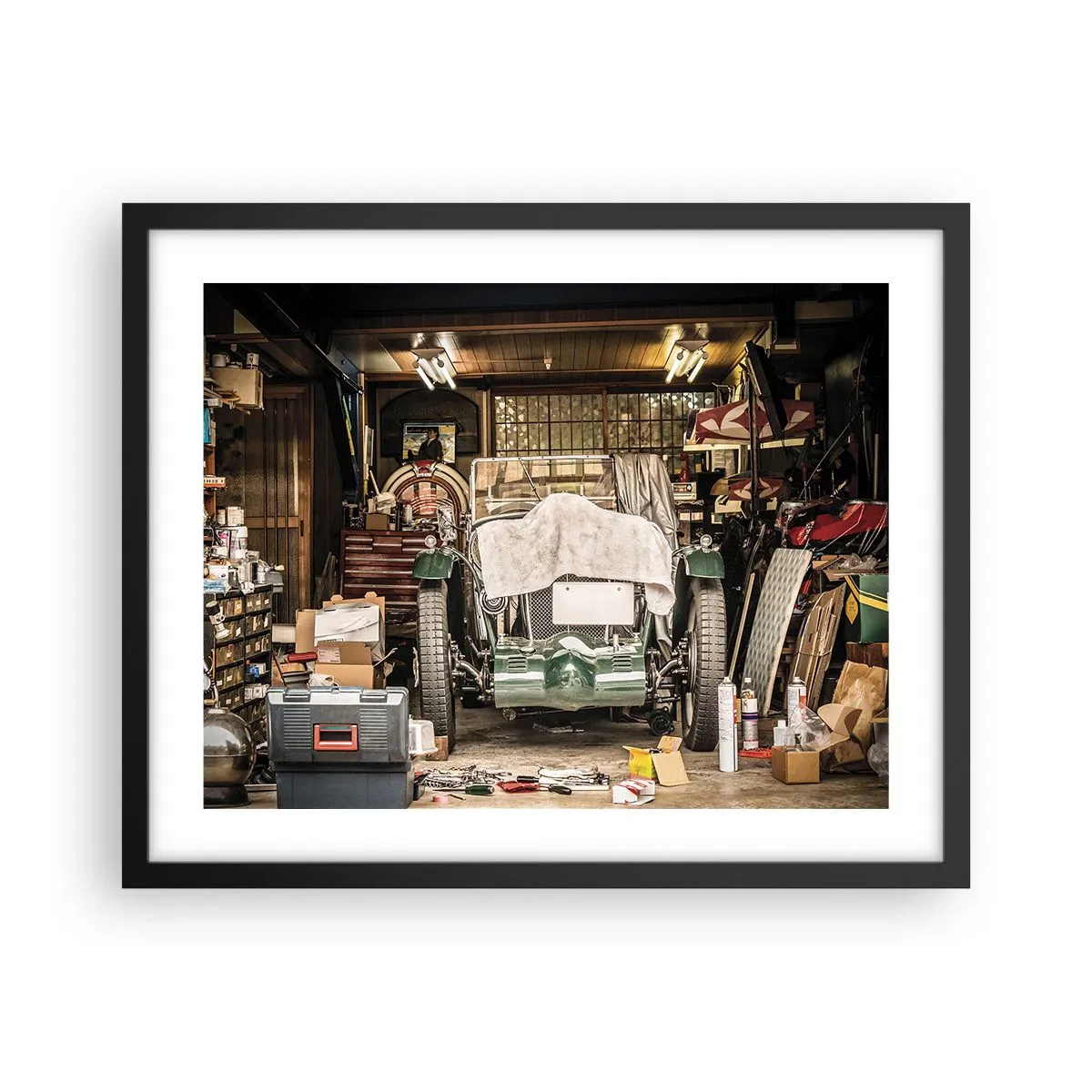 Poster in einem schwarzem Rahmen - Zurück in die Vergangenheit - 50x40 cm