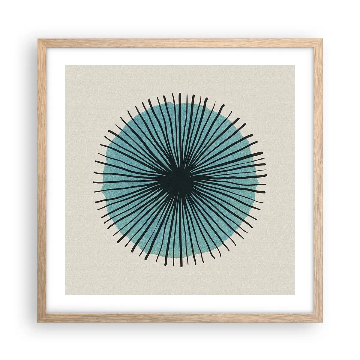 Poster in einem Rahmen aus heller Eiche - Strahlend im Blau - 50x50 cm