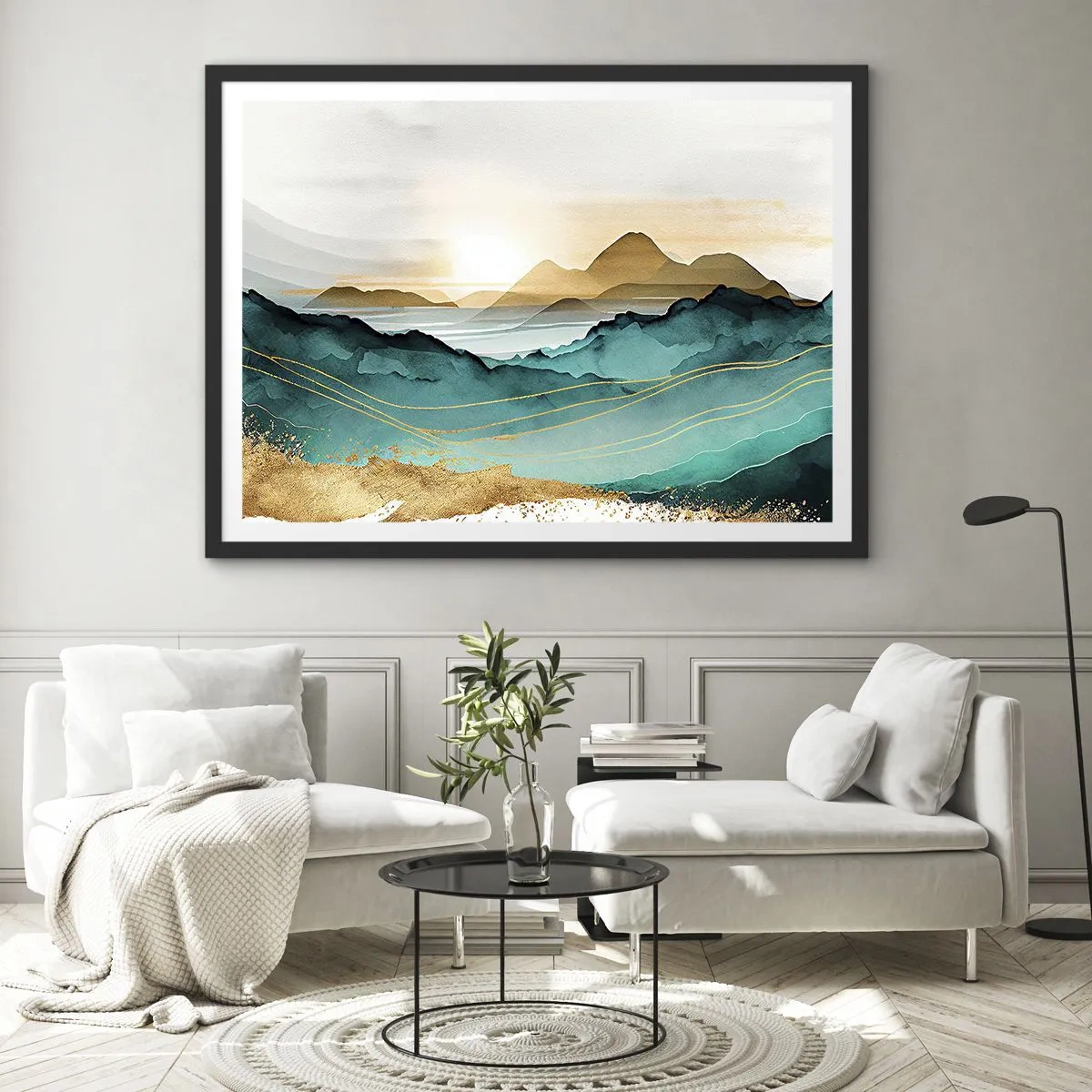 Poster in einem schwarzem Rahmen - Am Rande der Abstraktion – Landschaft - 50x40 cm