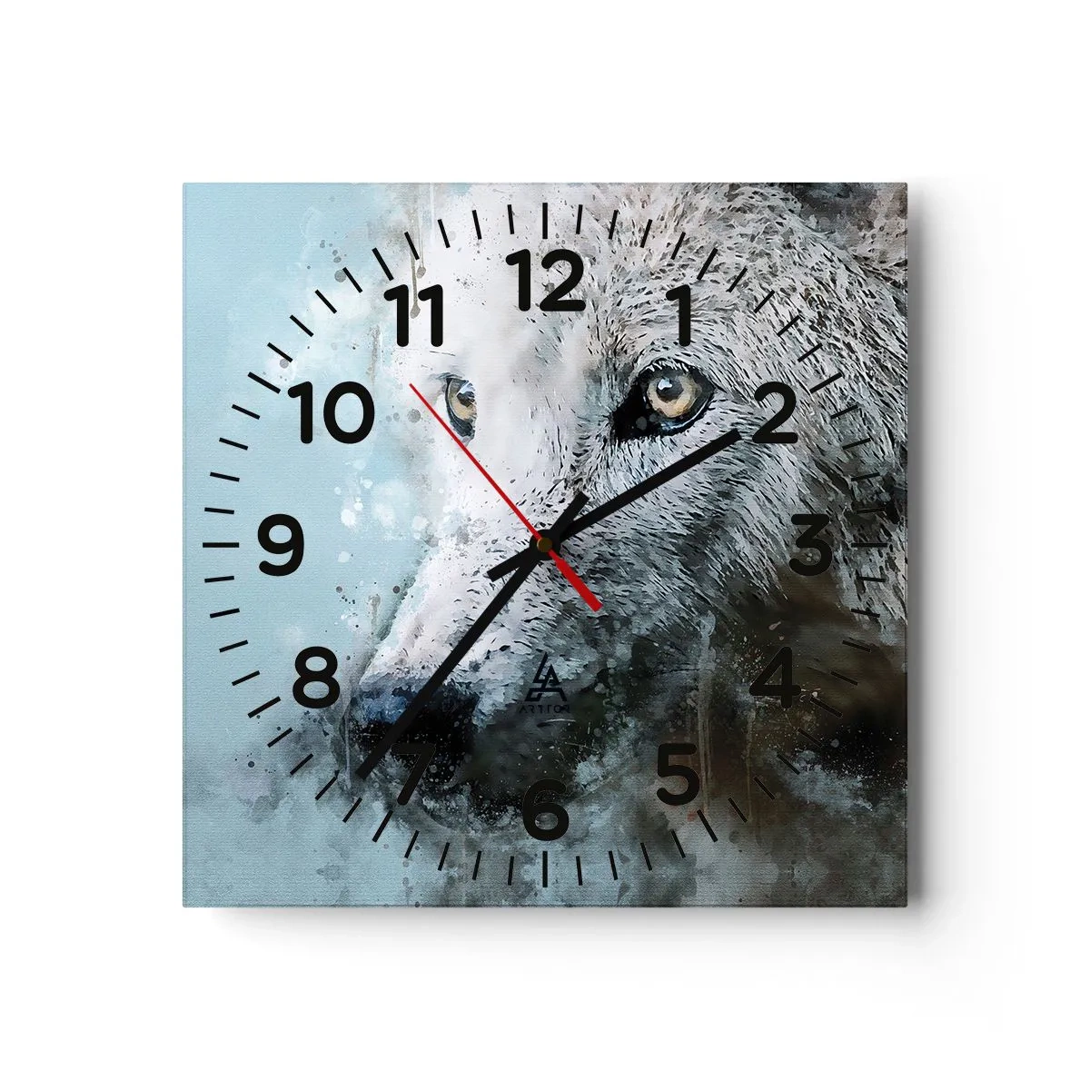 Wanduhr - Glasuhr - Lerne die Wolfsseele kennen - 30x30 cm