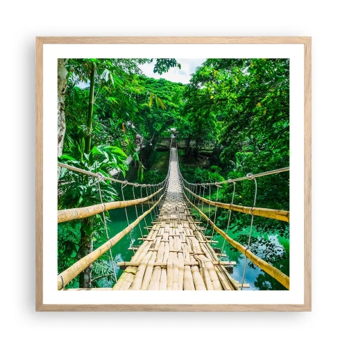 Poster in einem Rahmen aus heller Eiche - Monkey Bridge über das Grün - 60x60 cm