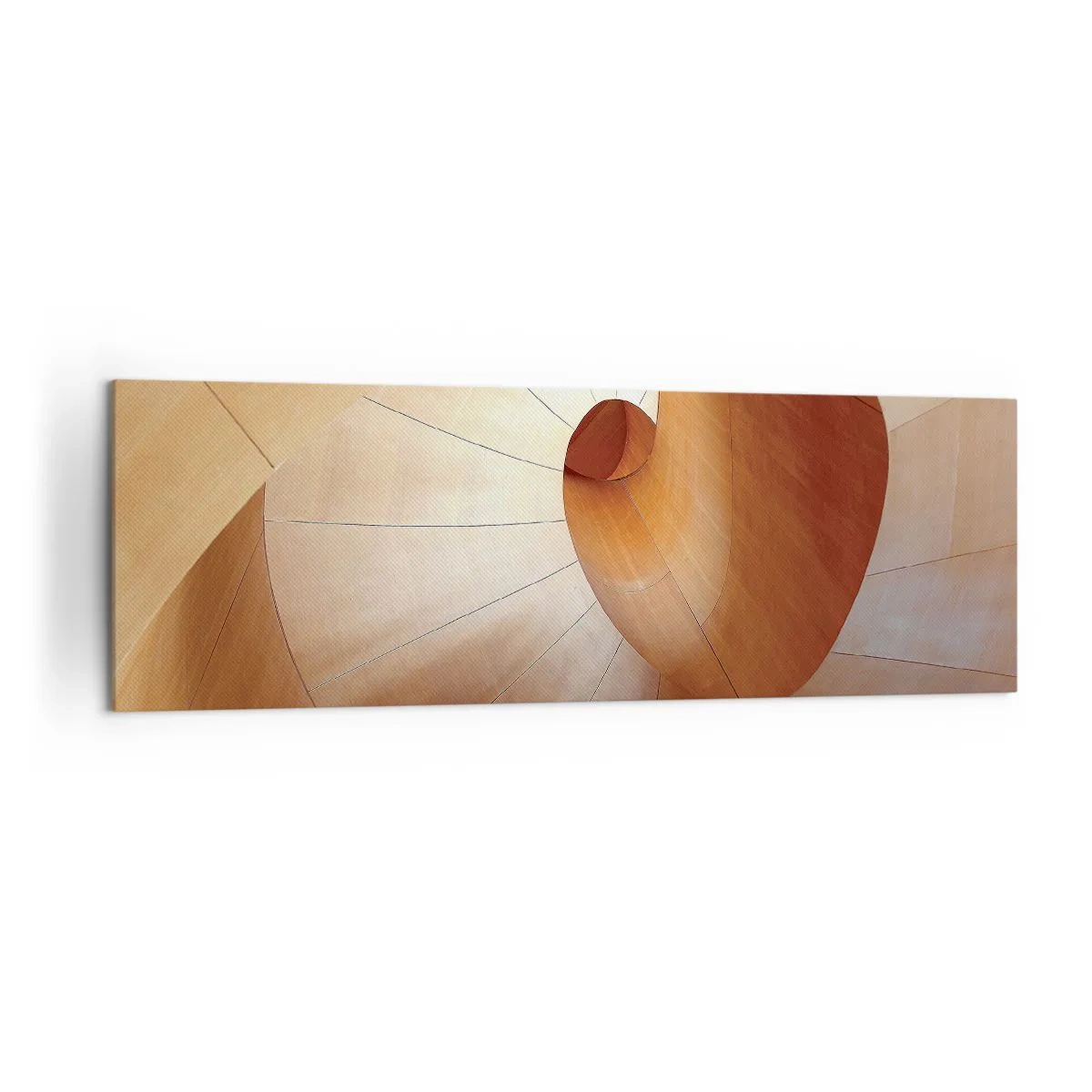 Bild auf Leinwand - Leinwandbild - Abstrakte Spirale in Holz- und Hellbrauntönen - 160x50cm - Architektonische Serpentine - Moderne Wanddekoration für Wohnzimmer und Schlafzimmer ARTTOR