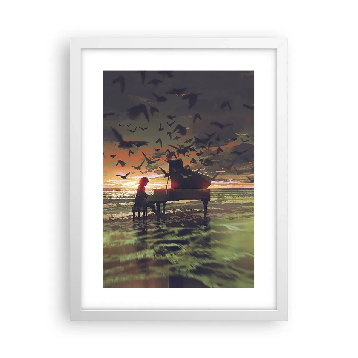Poster in einem weißen Rahmen - Konzert für Klavier und Wellen - 30x40 cm