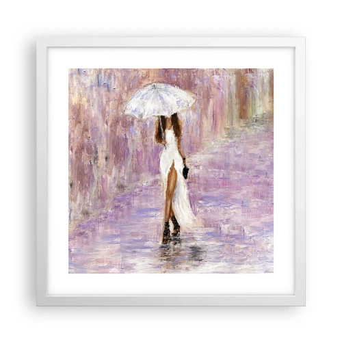 Poster in einem weißen Rahmen - Im lila Regen - 40x40 cm