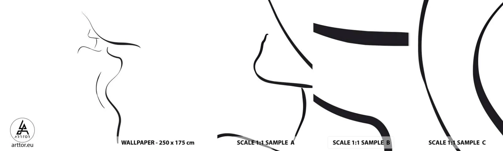 Fototapeten Muster Selbstklebend Deluxe Sticker - Flüchtig wie eine Welle - Abstraktion, Frauenkörper, Frau, In, A, Hat - 100x30 cm