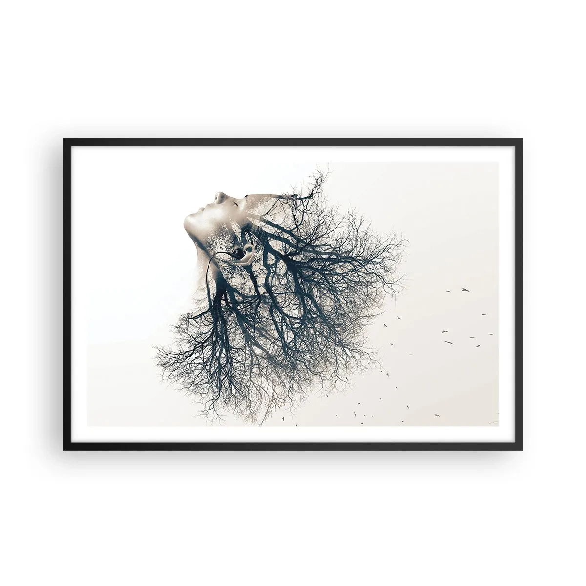 Poster in einem schwarzem Rahmen - Dem Rauschen der Bäume lauschen - 91x61 cm