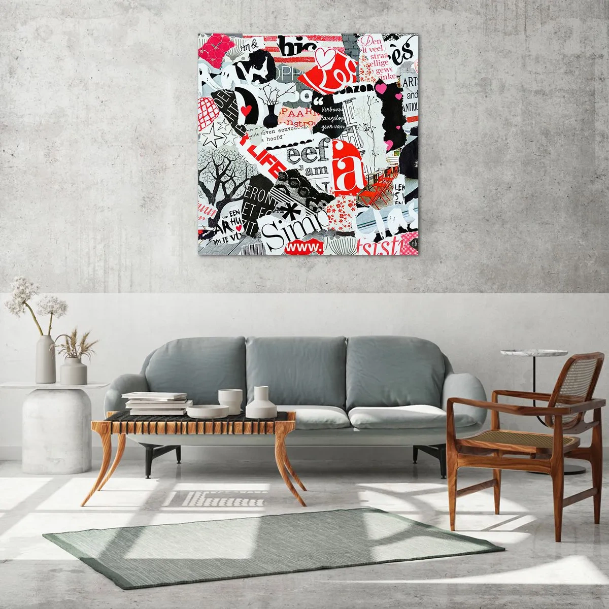 Glasbild - Bild auf glas - Hipster-Collage - 40x40 cm