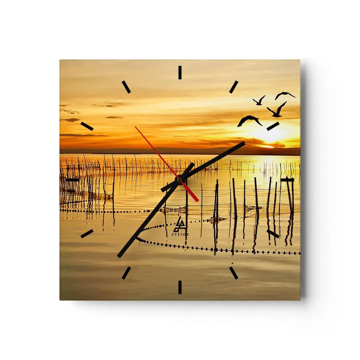 Wanduhr - Glasuhr - In der Fischerei - 40x40 cm