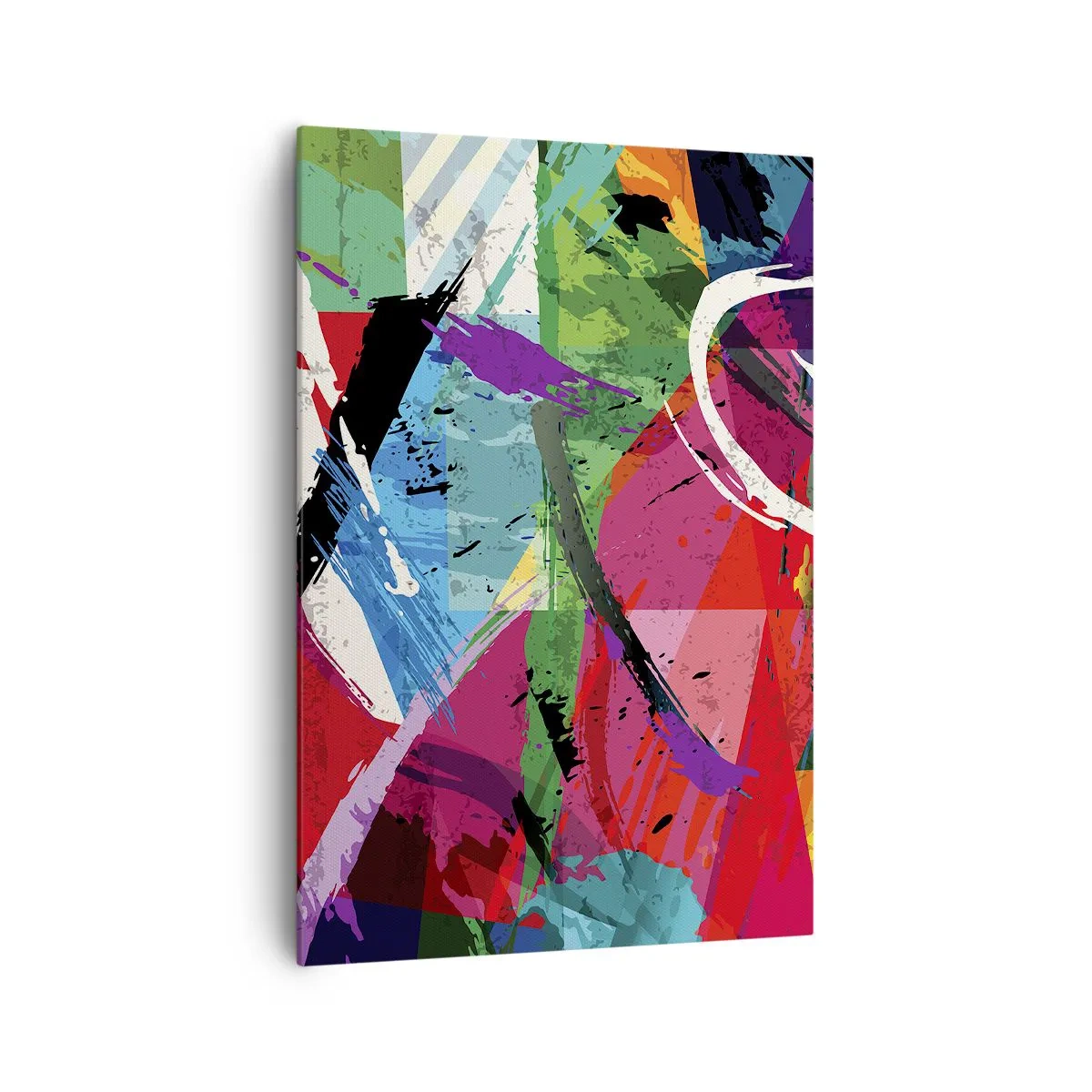 Bild auf Leinwand - Leinwandbild - Farbenfrohe Abstraktion mit dynamischen Pinselstrichen - 70x100cm - Schnell, spritzig und springt - Moderne Wanddekoration für Wohnzimmer und Schlafzimmer ARTTOR