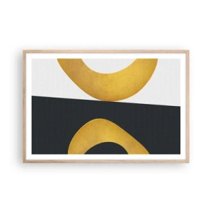 Poster in einem Rahmen aus heller Eiche - Erstens: Gold - 91x61 cm