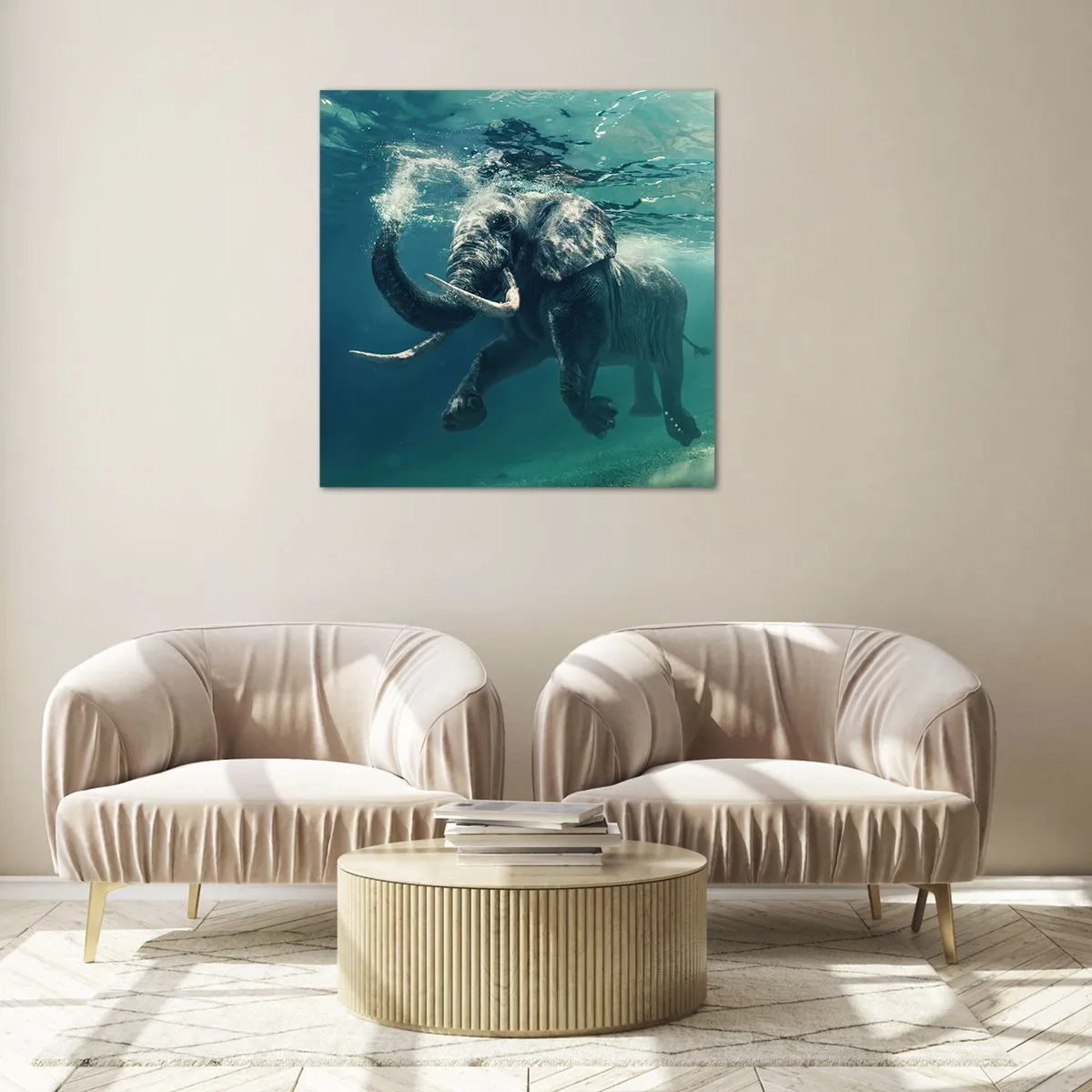 Glasbild - Bild auf glas - Jeder schwimmt gerne - 50x50 cm
