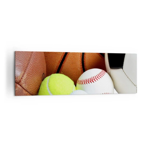 Bild auf Leinwand - Leinwandbild - Bälle verschiedener Sportarten - 160x50cm - Fußball verbindet uns! - Moderne Wanddekoration für Wohnzimmer und Schlafzimmer ARTTOR
