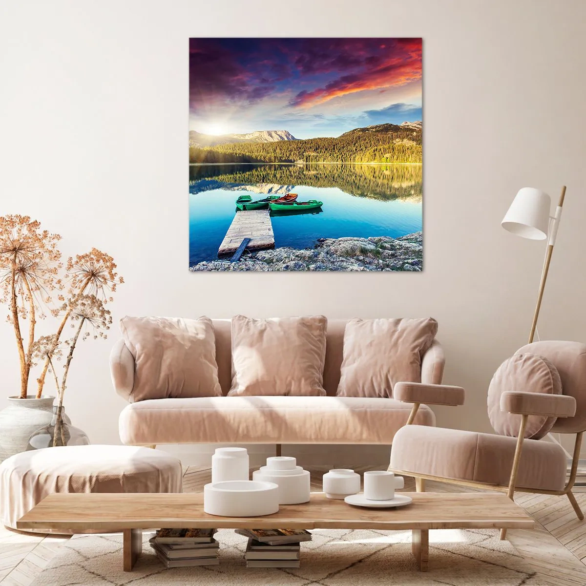 Bild auf Leinwand - Leinwandbild - Glatt wie ein Spiegel über dem Wasser - 70x70 cm