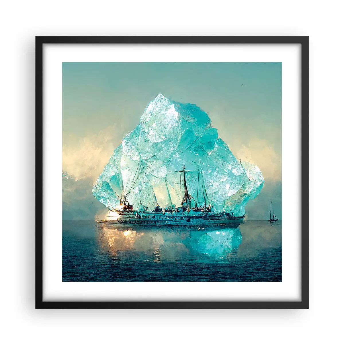 Poster in einem schwarzem Rahmen - Arktischer Diamant - 50x50 cm