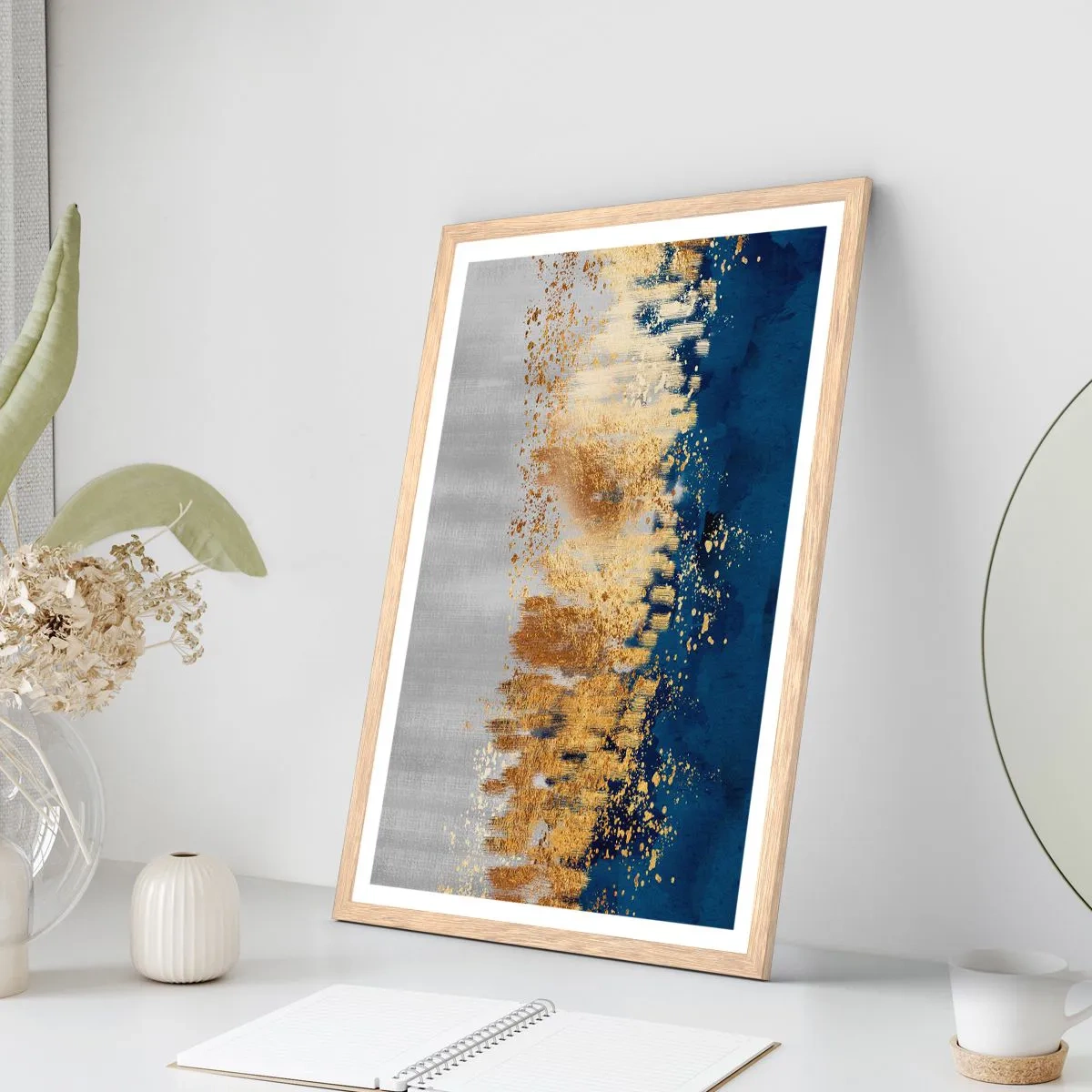 Poster in einem Rahmen aus heller Eiche - Moderne Komposition mit Glanz - 30x40 cm