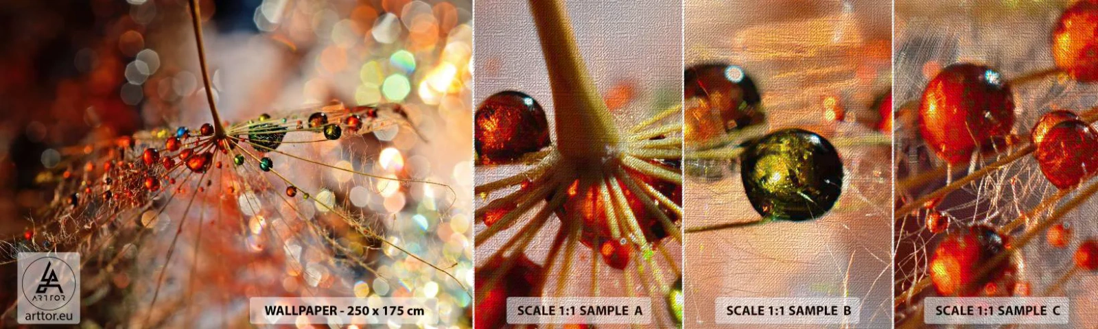 Fototapeten Muster Premium Canvas - Auf einem Spinnenfaden aufgefädelt - Abstraktion, Spinnennetz, Stück - 100x30 cm