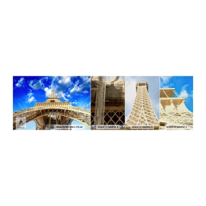 Fototapeten Muster Premium Canvas - In den Himmel und in die Wolken gehen - Stadt, Paris, Eiffelturm - 100x30 cm