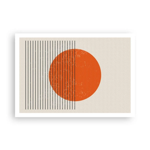 Poster - Minimalistische Sonne mit geometrischen Linien - 100x70cm - Immer die Sonne - Moderne Wanddekoration für Wohnzimmer und Schlafzimmer ARTTOR