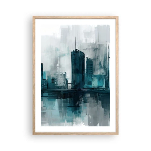 Poster in einem Rahmen aus heller Eiche - Eine Stadt in der Farbe des Regens - 50x70 cm
