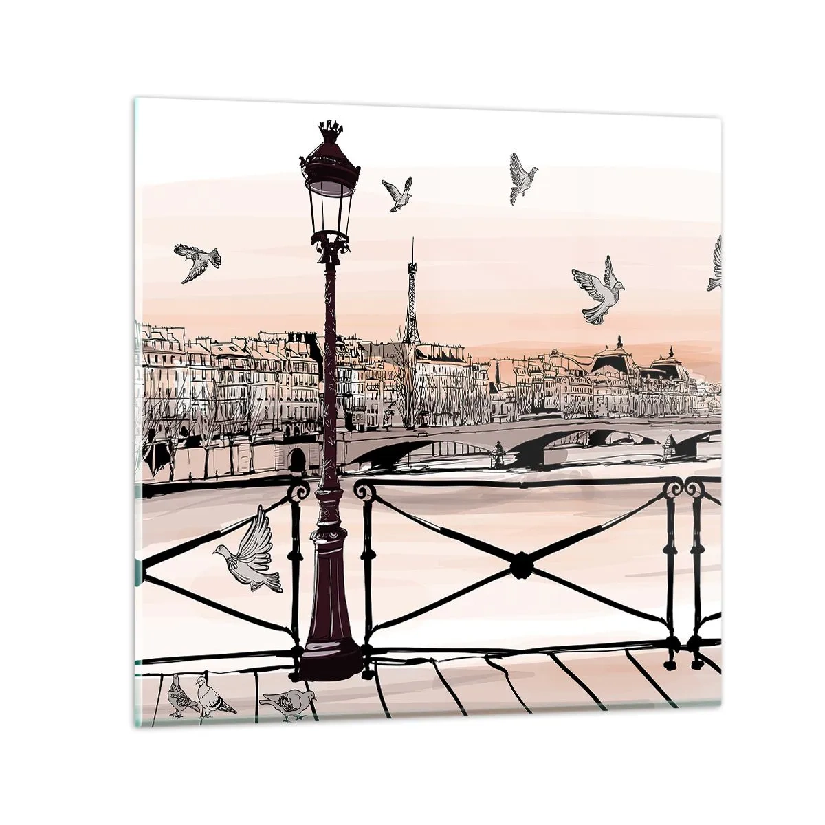 Glasbild - Bild auf glas - Über den Dächern von Paris - 40x40 cm