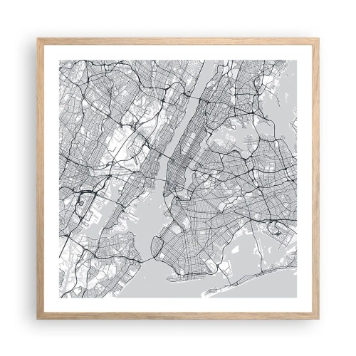 Poster in einem Rahmen aus heller Eiche - Die Anatomie einer Metropole - 60x60 cm