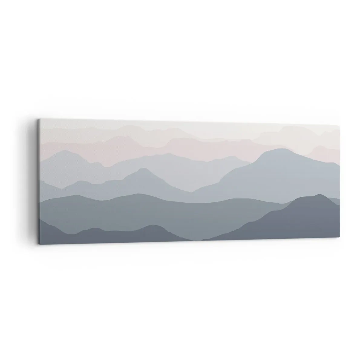 Bild auf Leinwand - Leinwandbild - Dezente Bergschichten in Grau- und Blautönen - 140x50cm - Wellen der Berge - Moderne Wanddekoration für Wohnzimmer und Schlafzimmer ARTTOR