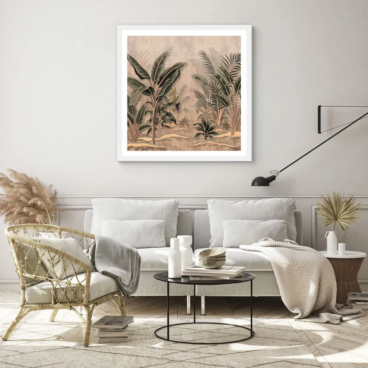 Poster in einem weißen Rahmen - Eine Gravur im Kolonialstil - 40x40 cm