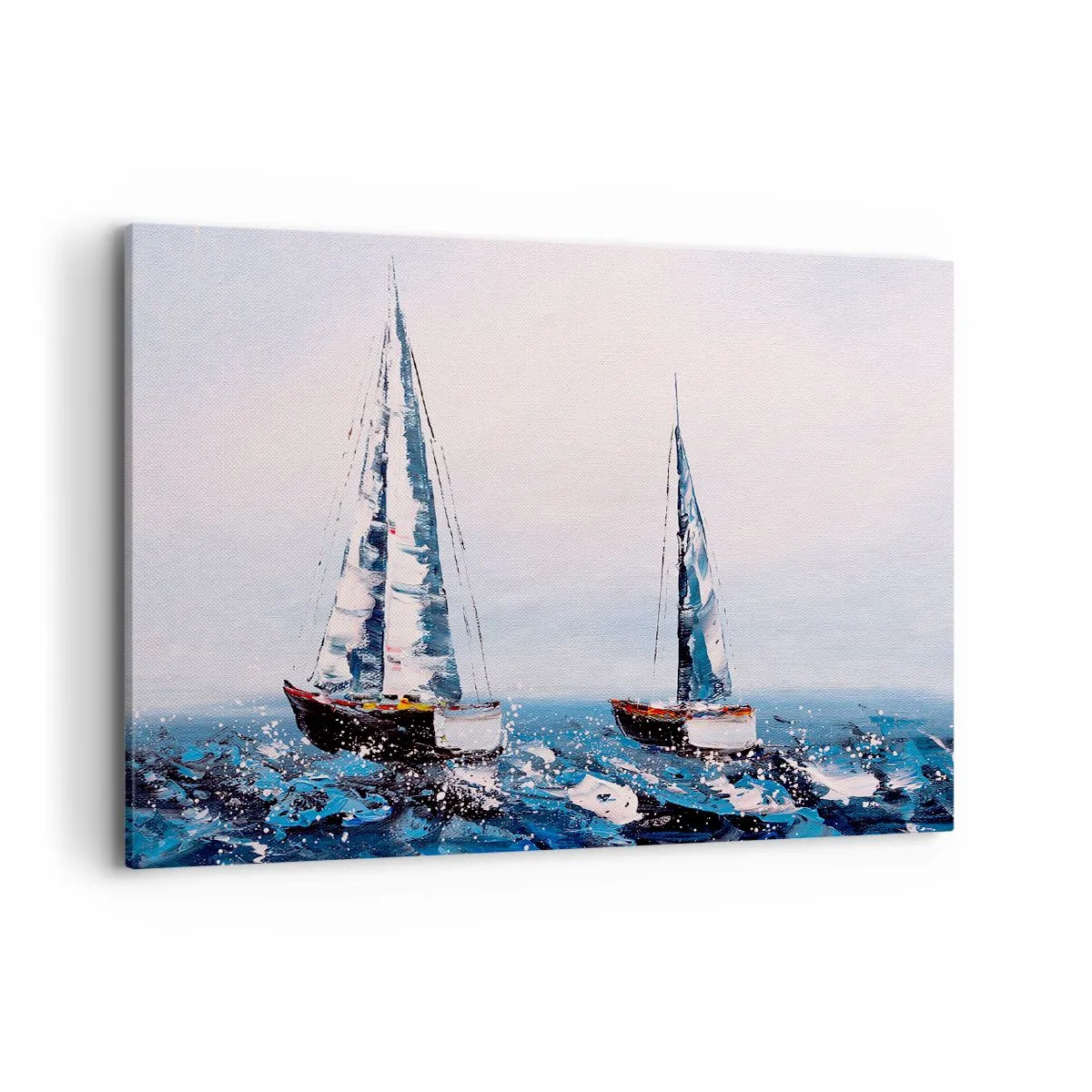 Bild auf Leinwand - Leinwandbild - Segelboote auf stürmischer See in malerischer Komposition - 100x70cm - Bruderschaft des Windes - Moderne Wanddekoration für Wohnzimmer und Schlafzimmer ARTTOR