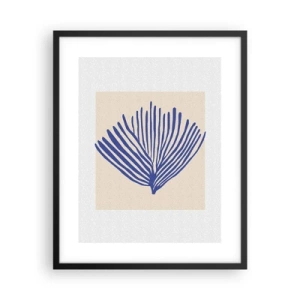 Poster in einem schwarzem Rahmen - Blauer Fächer - 40x50 cm