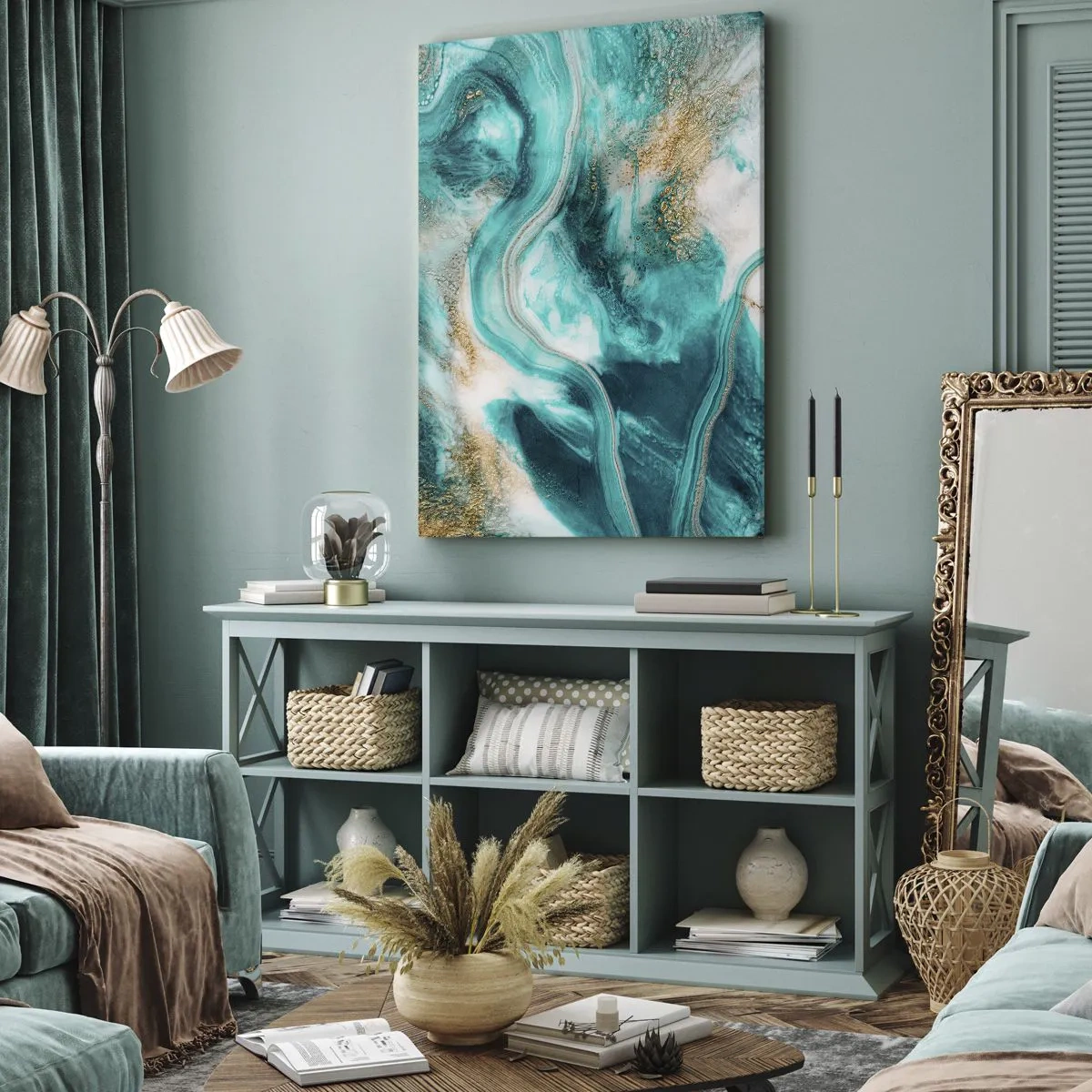 Bild auf Leinwand - Leinwandbild - Der Fluss aus Gold - 45x80 cm