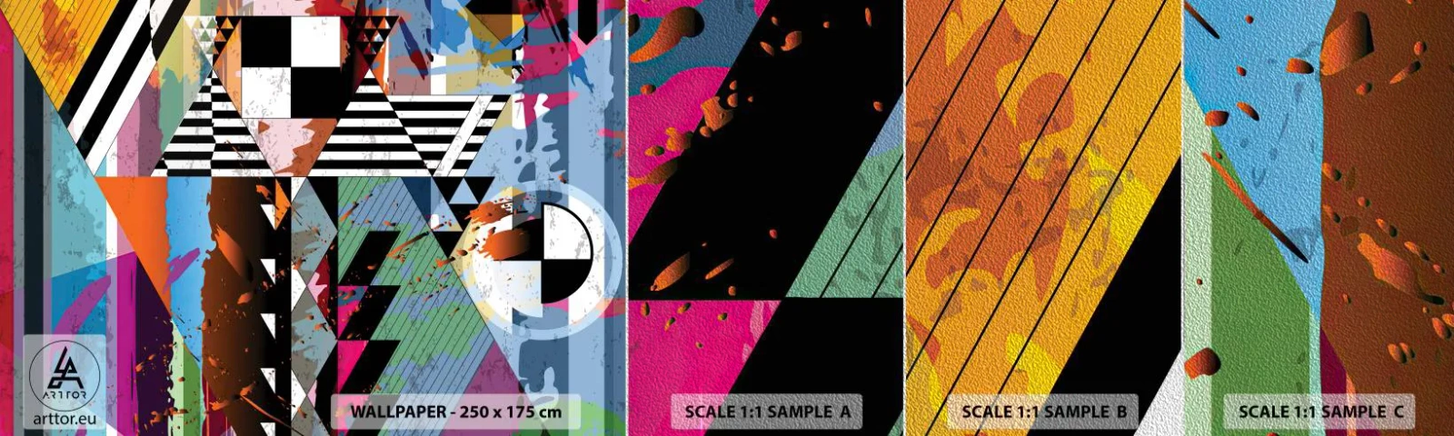 Fototapeten Muster Premium Sand - Geometrisch und organisch - Abstraktion, Stück, Moderne Kunst - 100x30 cm