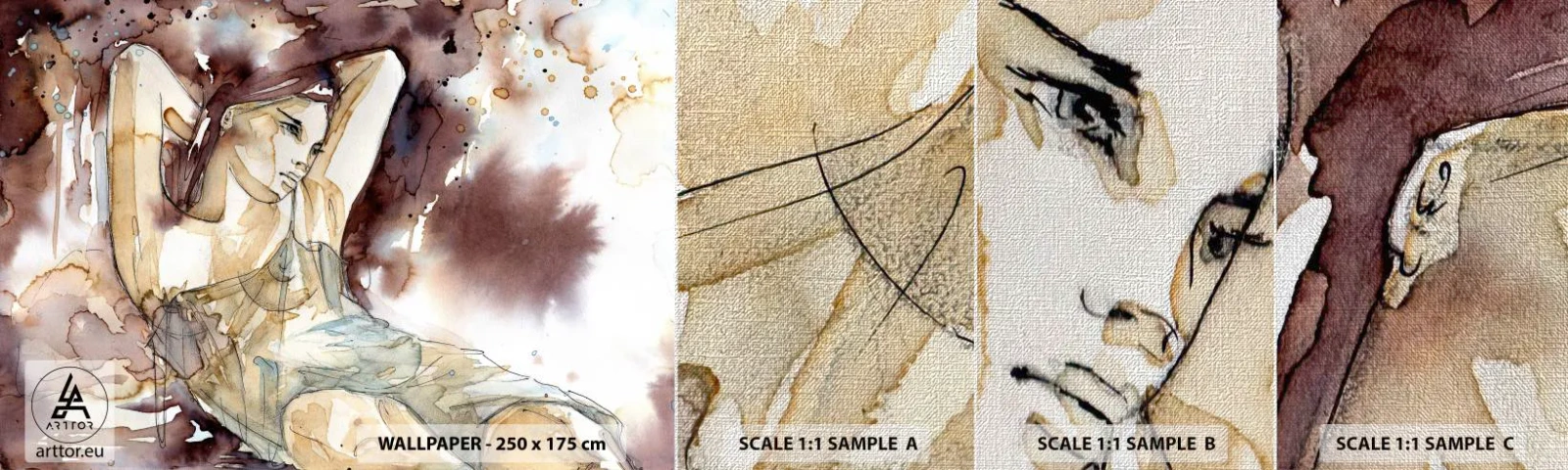 Fototapeten Muster Premium Canvas - In lila Stimmung - Abstraktion, Frau, Körper - 100x30 cm