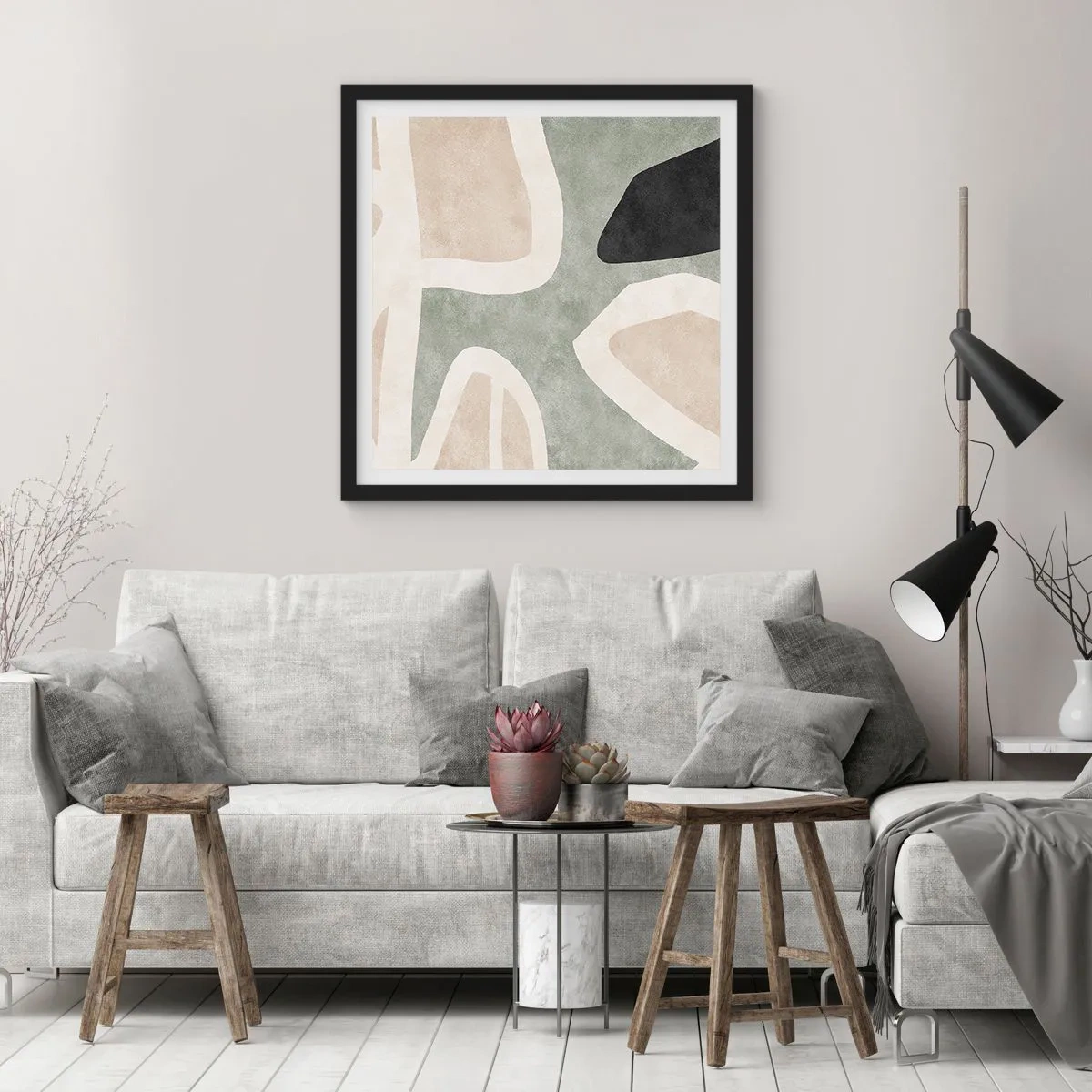 Poster in einem schwarzem Rahmen - Komposition mit schwarzem Motiv - 40x40 cm