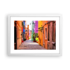 Poster in einem weißen Rahmen - Regenbogengasse - 40x30 cm
