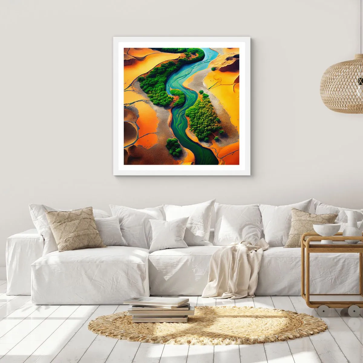 Poster in einem weißen Rahmen - Lebensspendender Fluss - 50x50 cm