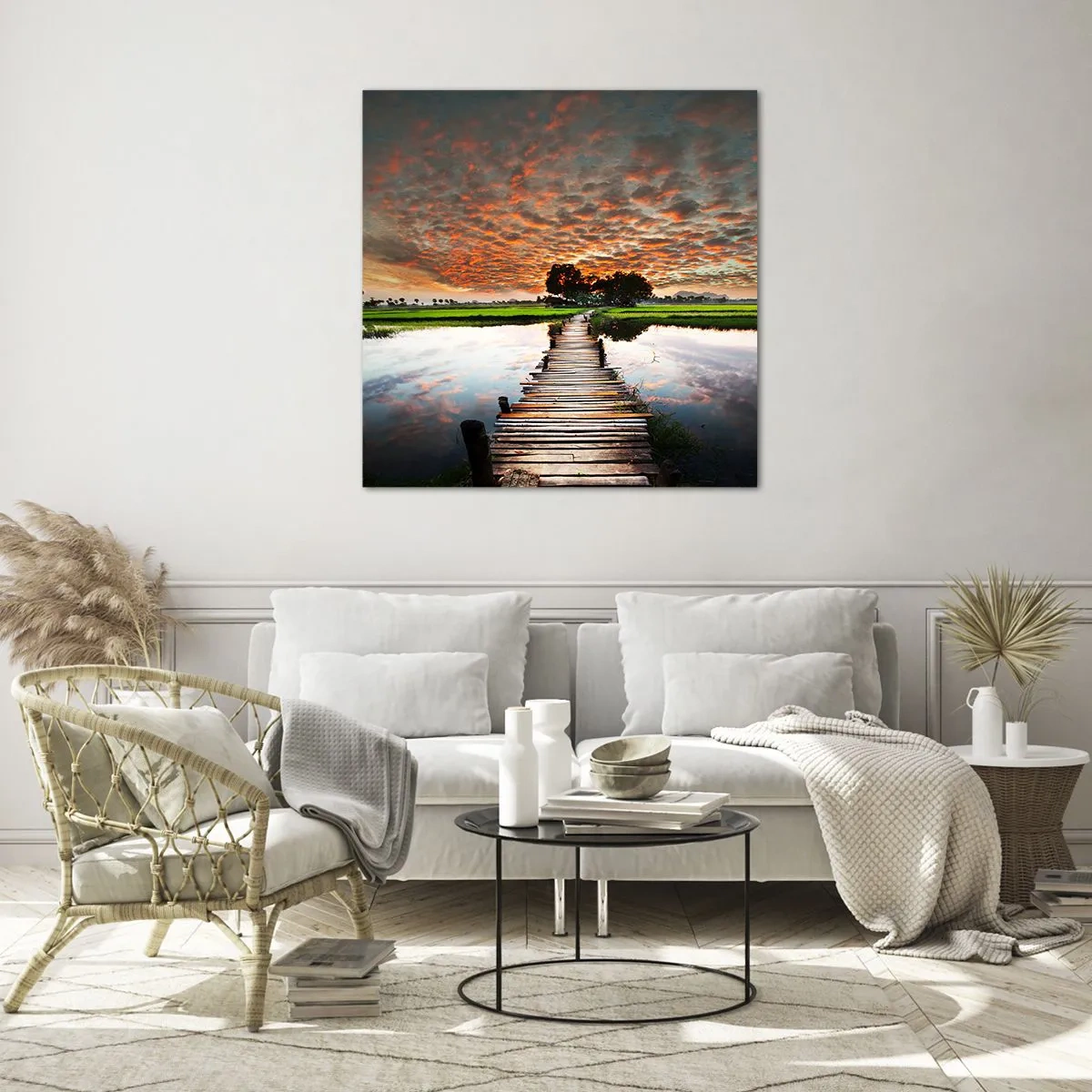 Glasbild - Bild auf glas - Arme ausstrecken - atmen - 30x30 cm