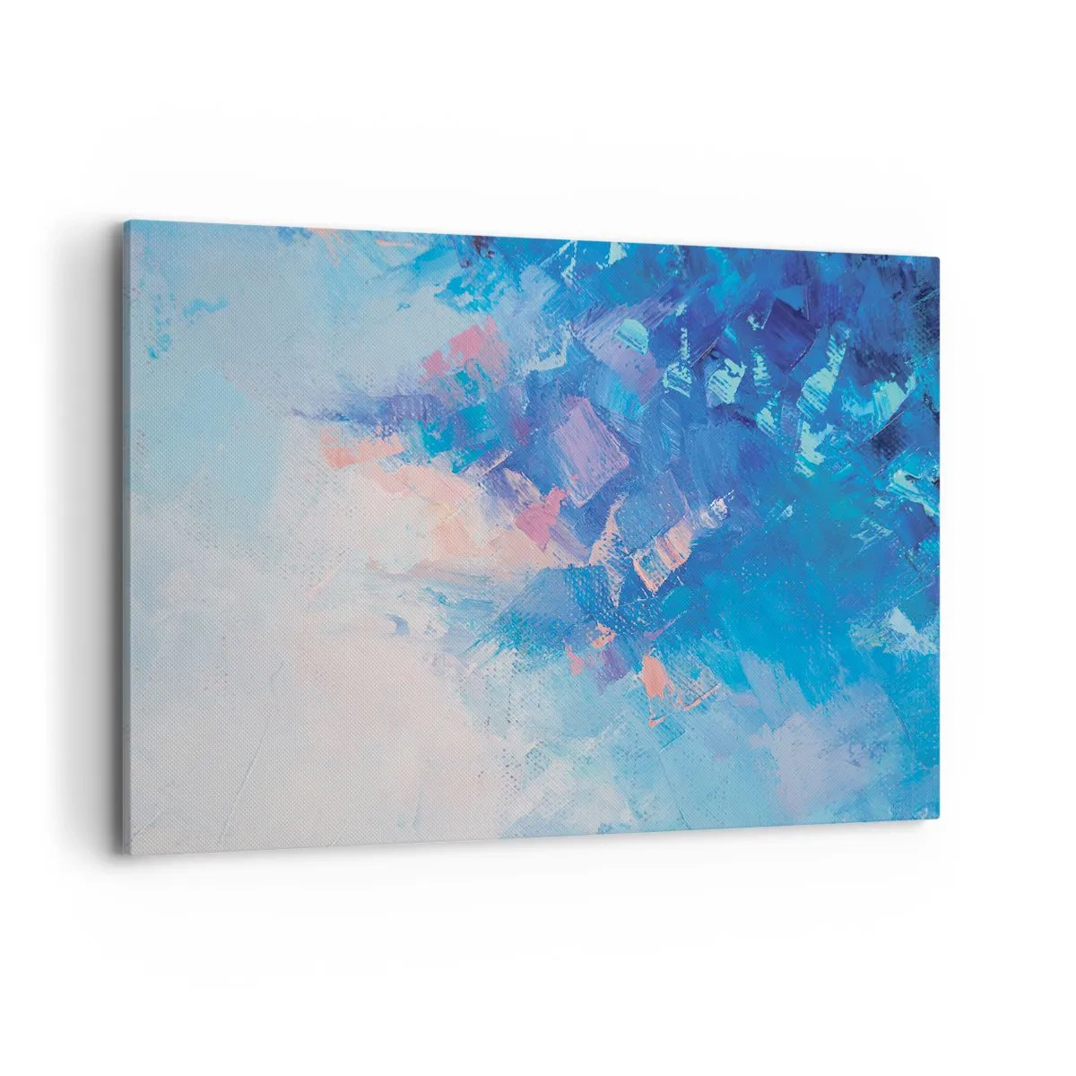 Bild auf Leinwand - Leinwandbild - Abstrakte Komposition in Blau- und Rosatönen - 120x80cm - Winter-Abstraktion - Moderne Wanddekoration für Wohnzimmer und Schlafzimmer ARTTOR