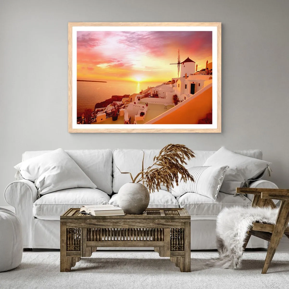 Poster in einem Rahmen aus heller Eiche - In Weiß und Gold schmelzen - 100x70 cm