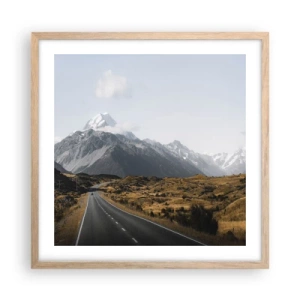 Poster in einem Rahmen aus heller Eiche - Der Weg ins Herz der Berge - 50x50 cm
