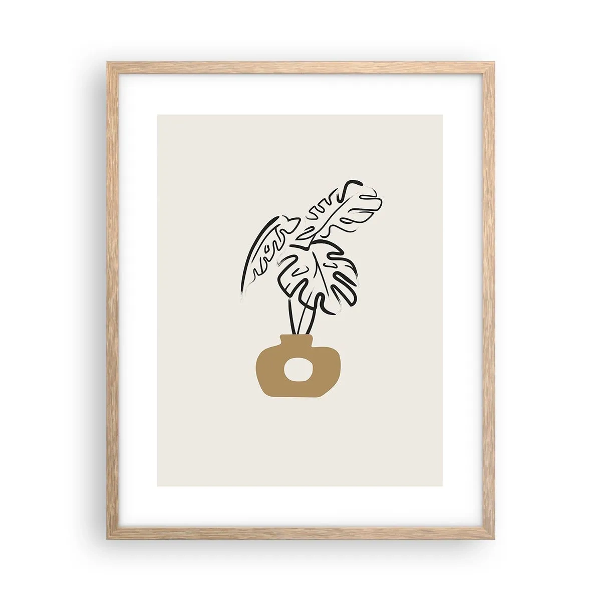 Poster in einem Rahmen aus heller Eiche - Monstera – Heimdekoration - 40x50 cm