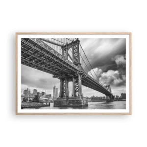 Poster in einem Rahmen aus heller Eiche - Ins Herz der Stadt - 100x70 cm