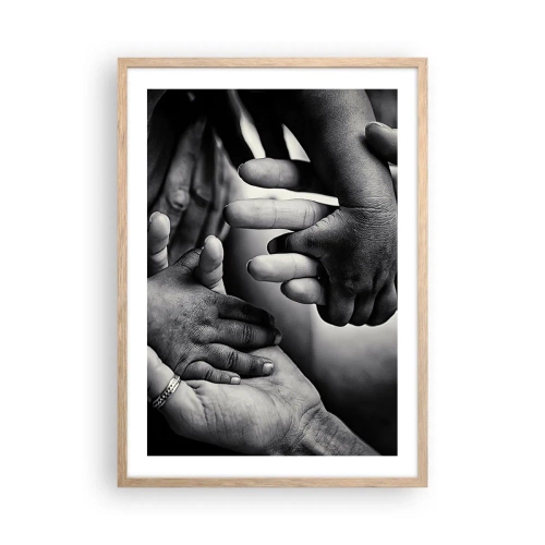 Poster in einem Rahmen aus heller Eiche - Mensch sein - 50x70 cm
