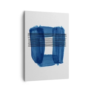 Bild auf Leinwand - Leinwandbild - Abstraktes Muster in Blautönen mit schwarzen Linien - 50x70cm - Blaue und schwarze Komposition - Moderne Wanddekoration für Wohnzimmer und Schlafzimmer ARTTOR
