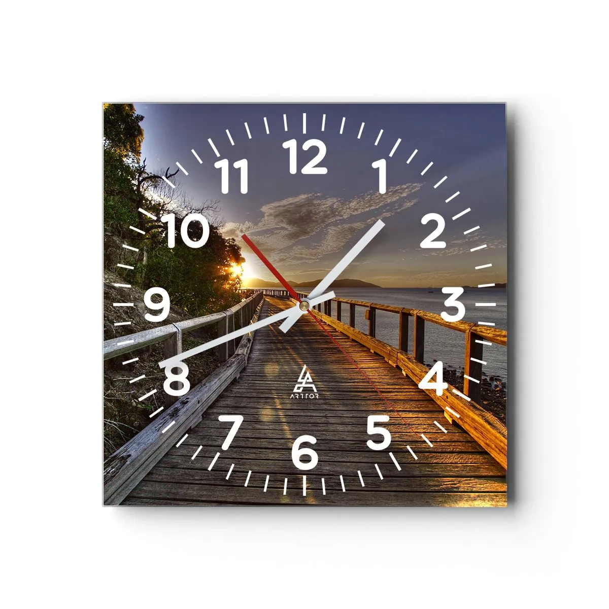 Wanduhr - Glasuhr - Gehen, weiter der Sonne entgegengehen - 40x40 cm