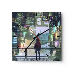 Wanduhr - Glasuhr - Zwei Welten - 40x40 cm