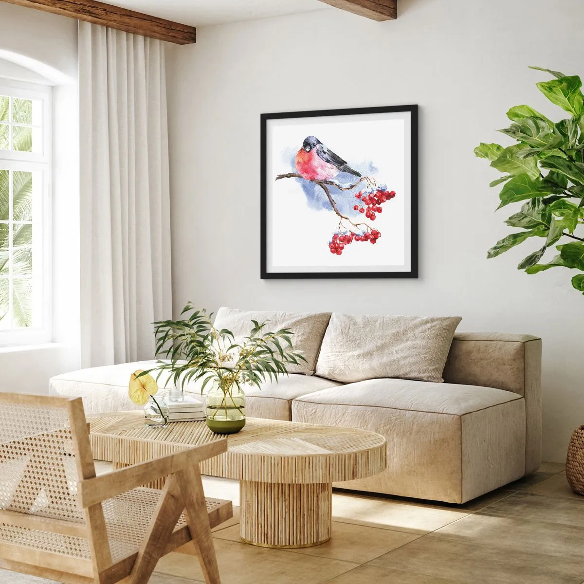 Poster in einem schwarzem Rahmen - Winter in Farbe - 30x30 cm