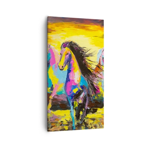 Bild auf Leinwand - Leinwandbild - Eingetaucht in den Regenbogen - 55x100 cm