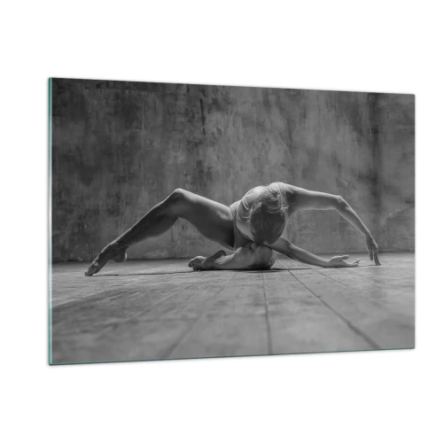 Glasbild - Bild auf glas - Tänzerin in einer Pose auf dem Boden - 120x80cm - Symmetrie gefunden - Moderne Wanddekoration für Wohnzimmer und Schlafzimmer ARTTOR